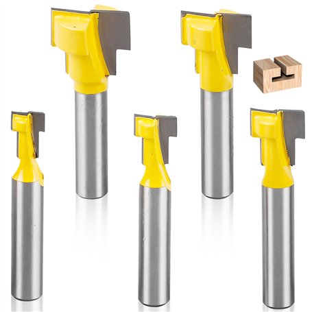 Lot de 5 fraises à bois avec tige de 8 mm