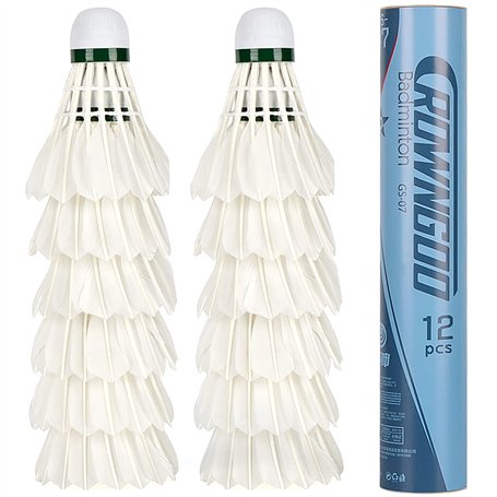 ALFFREUDE 12 Pcs Volant Badminton Plume Badminton en Plumes de Canard Balles de Badminton à Grande Vitesse Volants de Badminton