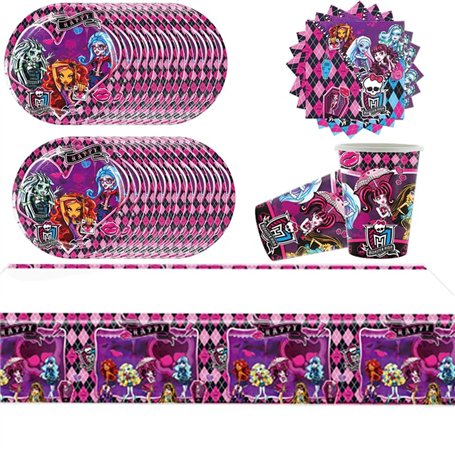 61 pièces de vaisselle de fête Monster High