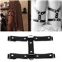 2Pcs Harnais de Jambe en Cuir élastique Double Rangée Jarretière Punk Harnais Porte Jarretelles Anneau pour Femme Fille Noir