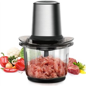 Hachoir Électrique Avec Bol Verre 1.5L, Hachoir à Viande 400W, 2 Niveaux de Vitesse, Avec 4 Lames Amovibles Hachoir Electrique M Hachoir Électrique Avec Bol Verre 1.5L