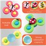 Dunkwckore 3PCS Jouet Bain Bébé, Spinner Bebe Ventouse, Coccinelle Abeille Papillon Animaux Mignons Jouets de Jeux Bain Bebe, Ve