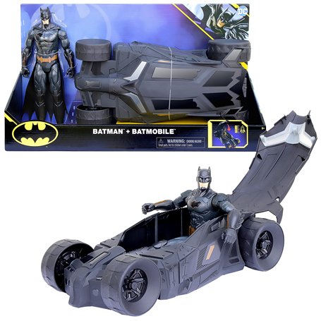 DC Comics Batman - Pack Batmobile + Figurine Batman 30 Cm Véhicule Batmobile Et Figurine Articulée 30 Cm - Jouet Enfant 4 Ans Et