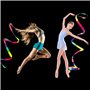 3pcs Rubans de Danse,2 m Ruban Gymnastique Enfant Arc-en-Ciel et Rose, Ruban de Danse Scintillant,Accessoire de Danse Artistique