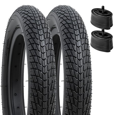 YunSCM Lot de 2 12 Pouces vélo Enfan Pneu 12 1/2x2 1/4 (12.5x2.25) et Lot de 2 12 Pouces Chambres à air 12 1/2x2 1/4 AV32mm Valv