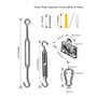 Kit de matériel de voile d'ombrage en acier inoxydable 304 pour installer des voiles rectangulaires et triangulaires pour jardin