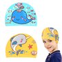 2 Pcs Bonnets de Bain Mignons Enfants Bonnets de Natation de Compétition Dessin Animé Bonnet de Bain en Polyester Élastique Bonn