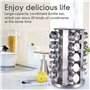 SaiXuan Présentoir à Épices 20 Pots Verre - Étagère à Épices en Acier Inoxydable Carrousel ,Pour Rangement Epices Cuisine,Barbec