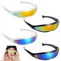 THATSRAD 4 PCS Lunettes de Soleil Futuristes Colorées 14 * 4cm Lunettes de Soleil Alien Lunettes de Soleil Miroir Futuristes Lun