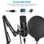 YOTTO Microphone USB à Condensateur Enregistrement pour Ordinateur de Bureau et Ordinateur Portable MAC Windows, Cardioïde Avec