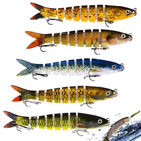 LEKEFETO Lot de 5 leurres de pêche avec 2 hameçons triples et boîte de rangement - Pour la pêche en eau douce et en eau de mer - LEKEFETO Lot de 5 leurres de pêche avec 2 hameçons triples et boîte de rangement - Pour la pêche en eau douce et en eau de mer -