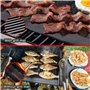 Diompirux 4 Pièces 50x40cm Cuisson Barbecue Tapis Anti-adhérent, avec Acier inoxydable Pinces à barbecue, Réutilisable, Nettoyab