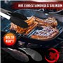ROYOUZI Lot de 3 pinces de cuisine résistantes à la chaleur - En acier inoxydable épais et pointes en silicone sans BPA - Idéale