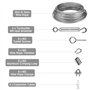 30m Corde en Acier Inoxydable à Suspendre Kit, 3mm Câble en acier inoxydable enduit de PVC avec Tendeur de corde M5 et Crochets,