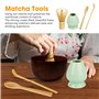 LWMTT 4 Pièces Fouet Matcha Kit, Matcha Kit, Fouet Matcha Bambou 80 Dents, Cuillère Traditionnelle, Support Fouet pour Matcha, K