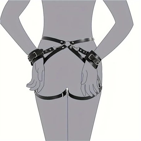 Ceinture de cuisse noire avec menottes