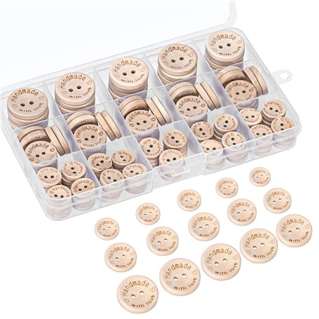 bouton bois 140 pièces ,boutons mercerie, boutons 2 trous,bouton bois naturel idéal pour coudre et créer des décorations 15/20/2