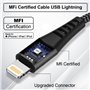 Cable Chargeur iPhone 3m/Lot de 2 Certifié MFi Câble Lightning USB iPhone Cable 3m Long Nylon Cable iPhone USB Cor