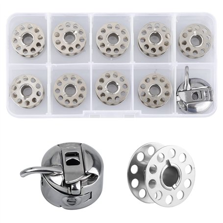 DesertBoy 9 Pièces Canette Metal Machine a Coudre avec 1 Pièces Boitier de Canette Métallique Universel pour Machine à Coudre br