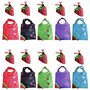 LHKJ 12Pcs Sac Courses Pliable Reutilisable, Sac Shopping Pliable Poche à Motifs de Fraises avec Pochettes à Lanière