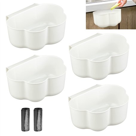 Lot de 4 bacs à déchets suspendus pour porte d'armoire de cuisine