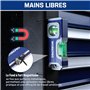 WORKPRO Niveau à Bulle Magnétique de Poche 115 mm - Semelle Aluminium - 2 en 1 Mesure Horizontale et Verticale - Rainure en V po
