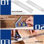 WORKPRO Equerre Menuisier 300 mm et Equerre Charpentier Triangulaire 180mm, Equerre Combinée avec Niveau à Bulle en Acier Inoxyd
