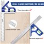 WORKPRO Equerre Menuisier 300 mm et Equerre Charpentier Triangulaire 180mm, Equerre Combinée avec Niveau à Bulle en Acier Inoxyd