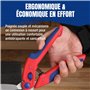 WORKPRO Ciseaux Robustes de 250 mm, Ciseaux Coudés Polyvalents, Coupe-tapis à Lame Dentelée, Cisailles à Ressort en Acier Inoxyd
