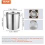 VEVOR Marmite Traiteur 39,7 L Faitout avec Couvercle et Poignée Diamètre 35 cm Hauteur 41 cm Grand Pot en Acier Inoxydable 18/8 