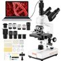 VEVOR Microscope Trinoculaire Composé 40X-5000X Microscope Biologique Mise au Point Grossière et Fine de Précision avec Platine
