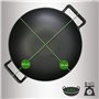 NutriChef Wok en Fonte-Pré-assaisonnée de 5,5 L - Poêle - Couvercle en Bois - Compatible avec Plaques de Cuisson Électriques et