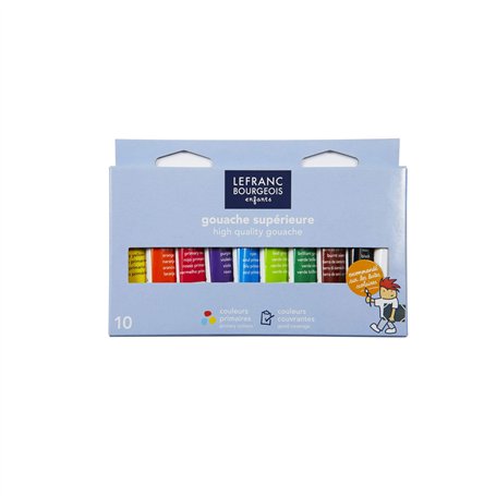 Lefranc Bourgeois Gouache Couleur Primaire Boite Carton Pegbordable 10 Tubes de 10ml