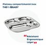 THERMOBABY - Plateau Compartimenté En Inox Pour Enfant - 4 Compartiments - Léger, Robuste - Idéal Pour Repas Équilibrés - Facile