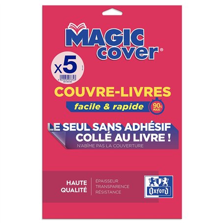 OXFORD 5 Feuilles Couvre‐livres Magic Cover A4 PP Lisse Epaisseur 7
