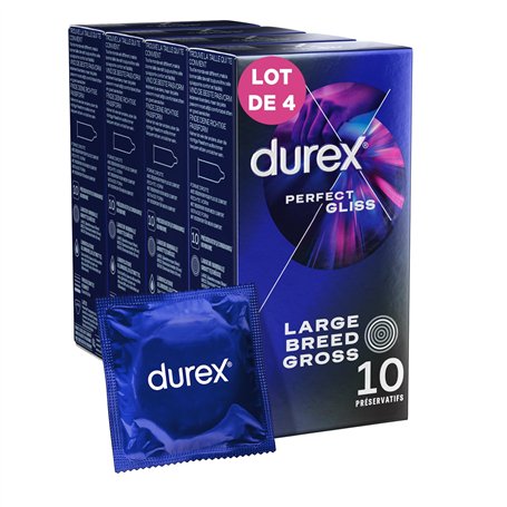 Durex - Préservatifs Perfect Gliss - 4x10 Préservatifs Extra Lubrifiés…