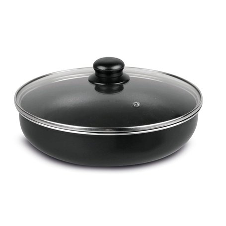 Sitram 712771 Sauteuse Aluminium pressé noir FAMILY Ø 26 cm H 6.5 cm + Couvercle vapeur en verre