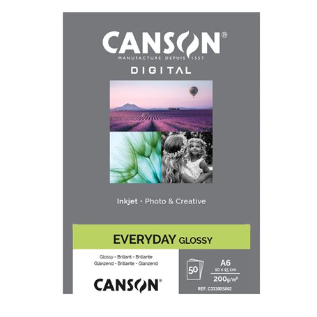 CANSON Digital - Everyday Glossy - Boîte 50 feuilles de papier photo brillant A6 - 200g/m²