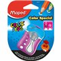 Maped - Taille-Crayon Color’Peps - 2 Trous - avec Réservoir pour Crayons de Couleur - Taille Arrondie - Avec Capot de Protection