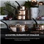 BAUMALU - Lot de 5 Casseroles Lisses - en Cuivre Massif, Intérieur Étamé - Spécial Gaz - Manche Fixe en Fonte - Design Tradition