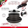 MENASTYL - Set de 8 pièces IRIS - 1 casserole 20cm + 2 poêles 24/28cm + 1 couvercle 20cm + 1 poignée amovible + 1 cuillère + 2 s