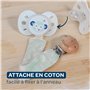 BIOLANE - Attache tétine bébé - Pour tétine sans anneau - Tissu 100% coton - Vert Menthe - Fixation Silicone - Clip en bois et m