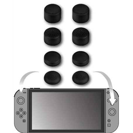 Konix Pack de 8 appuie-pouces pour joysticks manettes Joy-Con Nintendo Switch 2 - Hauteur ajutable - Noir
