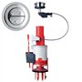Wirquin 10724143 Mécanisme chasse d'eau wc double chasse avec bouton poussoir à câble Easy Clic, gris et rouge