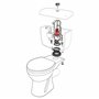 Wirquin 10724035 Mécanisme chasse d'eau wc double chasse avec bouton poussoir à câble MVB, gris