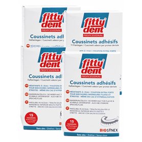 Fittydent Boîte de 15 Coussinets Adhésifs de Fitty dent Lot de 4 boites