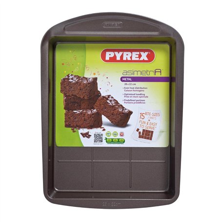 Pyrex - Asimetria - Moule à Brownies en Métal Anti-Adhésif 28x22 cm