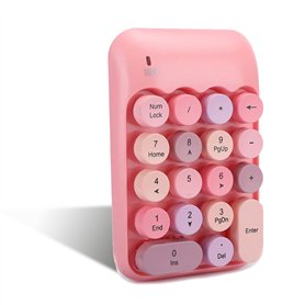 Clavier numérique sans Fil, 18 Touches Portable Slim Mini pavé numérique rétro Vintage coloré Rond Chocolat Keycap, Clavier de c Clavier numérique sans Fil