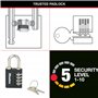 Master Lock 7641EURDBLK Cadenas à combinaison et clé de secours pour un usage intérieur, 78 x 40 x 16 mm