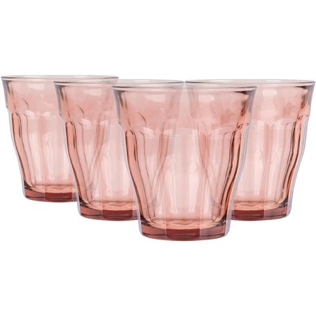 Duralex® - Lot de 4 Verres en Verre Trempé Rose 25 cl - Collection Le Picardie® Élégants et Polyvalents – Fabrication Française